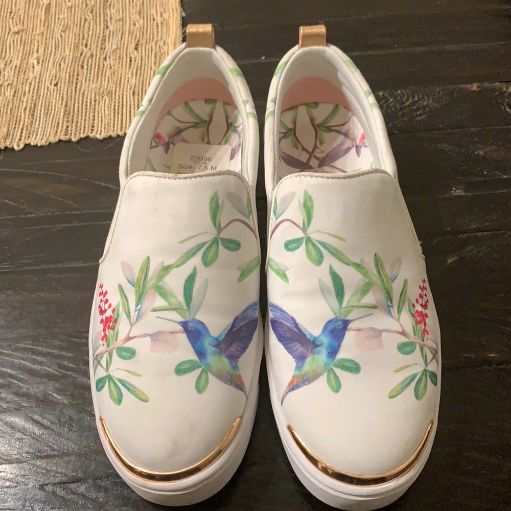 Ted Baker slip on bird shoes, 7 1/2 medium